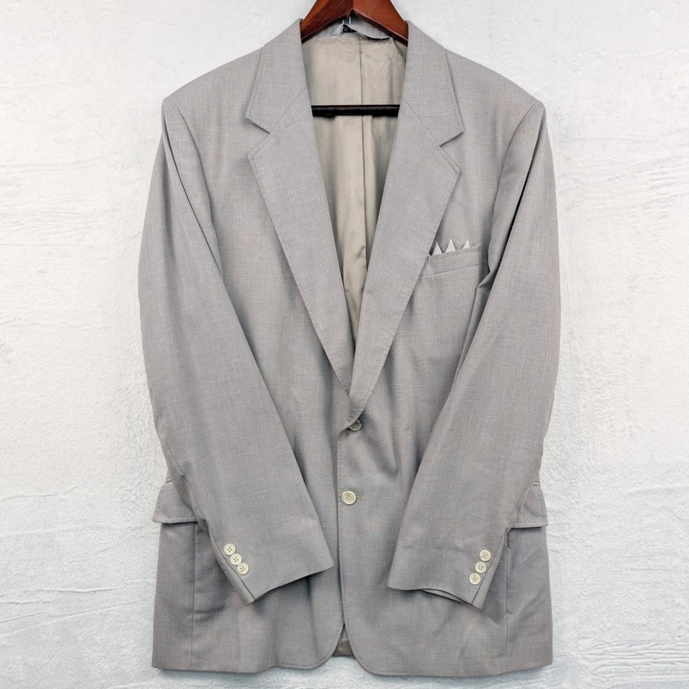 VTG The Men's Store Blazer Mens 42R Gray SIlver Corporate Office Button Down 90s